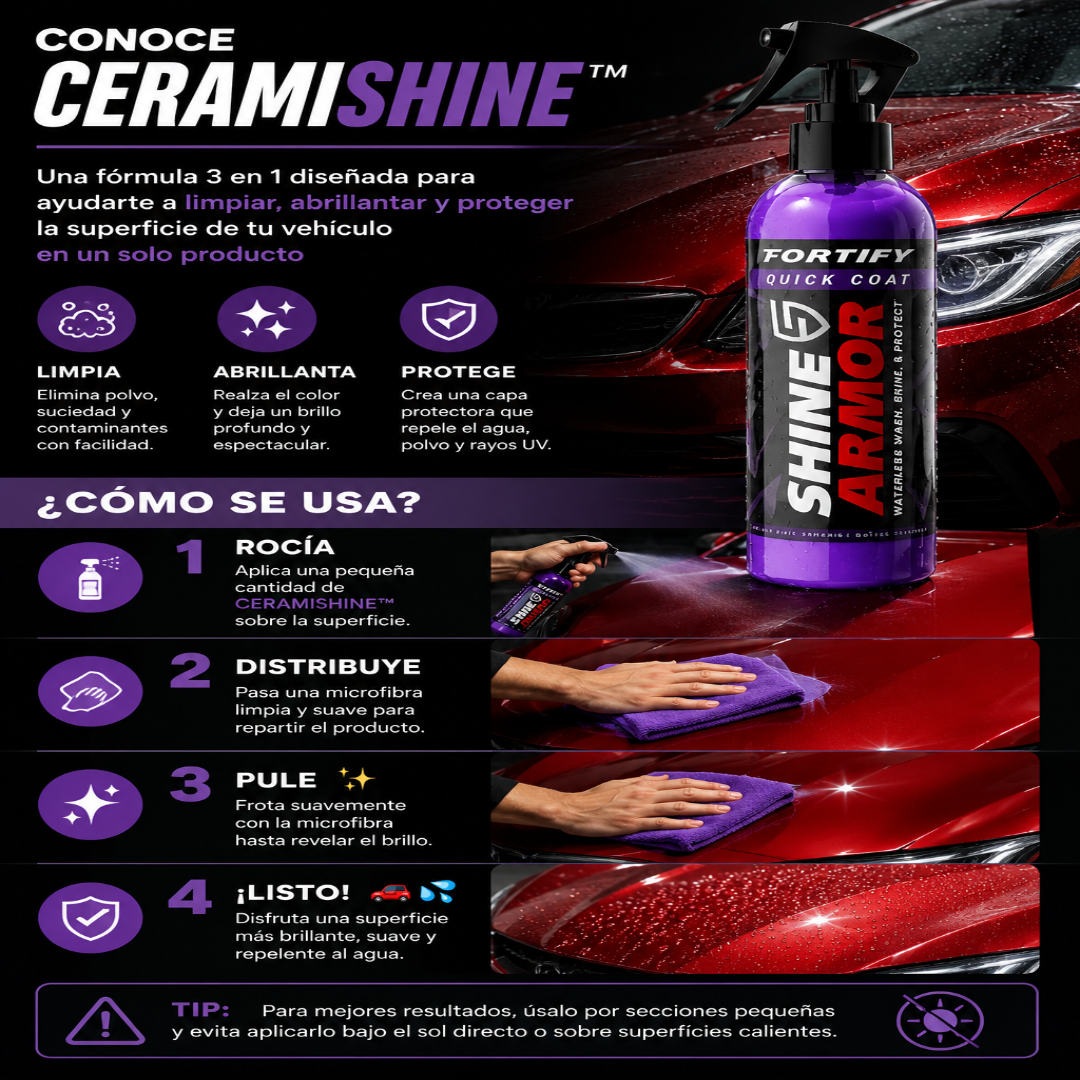 🚗✨ CeramiShine™ — Brillo & Protección 3 en 1